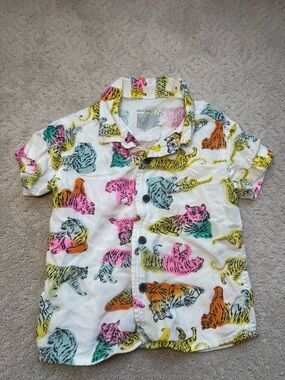 Neon Tiger Print Button-Up Shirt Cat & Jack - 2T